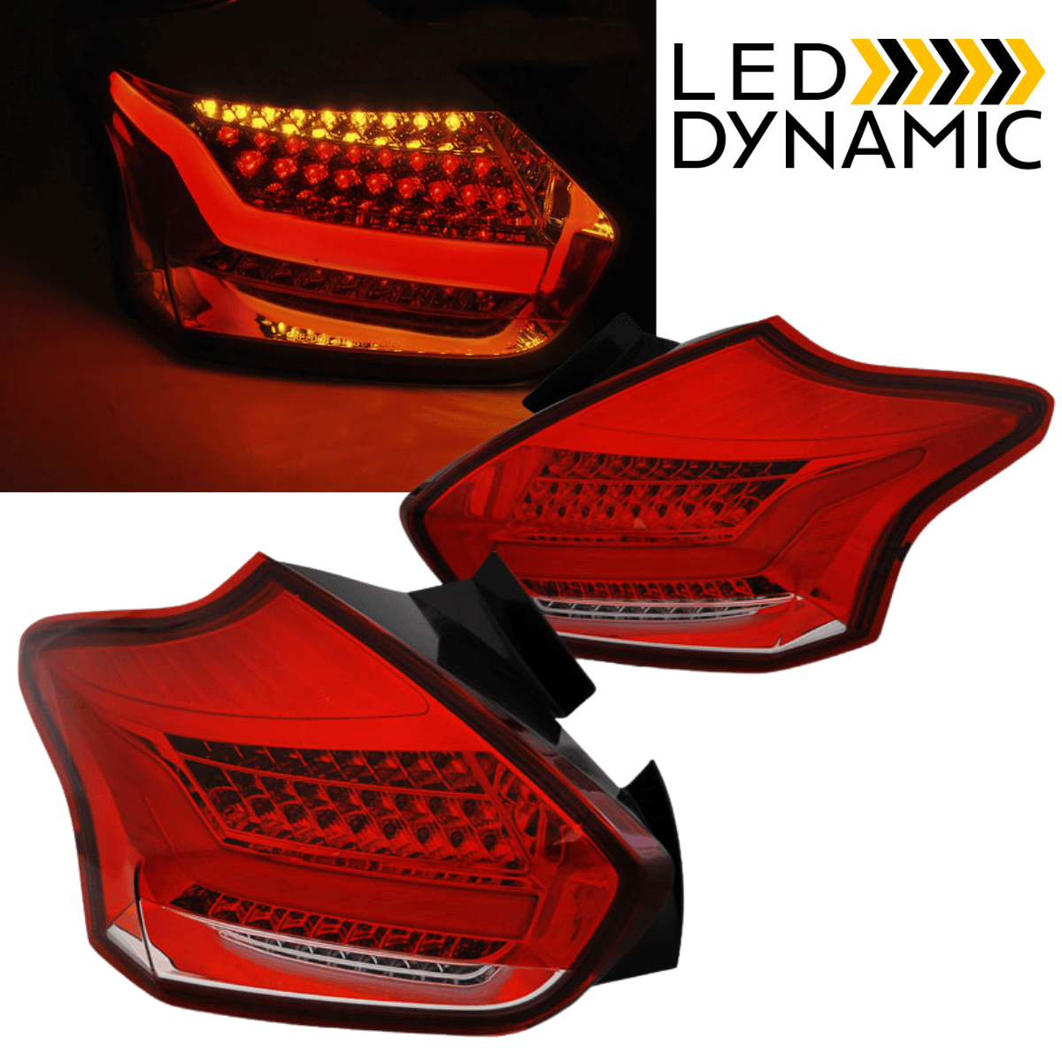 Voll LED Rückleuchten Set Rot / Weiß für Ford Focus MK3 FL 2015-2018 – dynamische Blinker & E-Zulassung