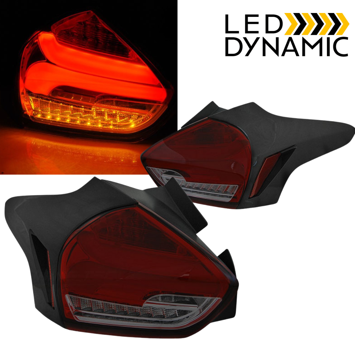 Voll LED Rückleuchten Set in rot smoke für Ford Focus MK3 ab 2014-2018 - sequenzielle LED Blinker & E6-geprüft