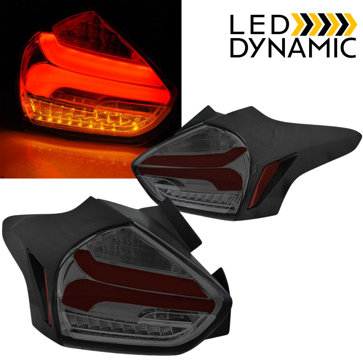 Voll LED Rückleuchten Set in rot smoke für Ford Focus MK3 ab 2014-2018 - dynamische LED Blinker & E6-geprüft