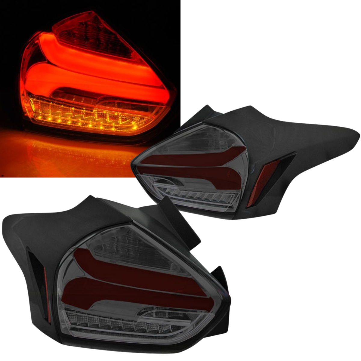 Voll LED Rückleuchten Set in rot smoke für Ford Focus MK3 ab 2014-2018 - dynamische LED Blinker & E6-geprüft