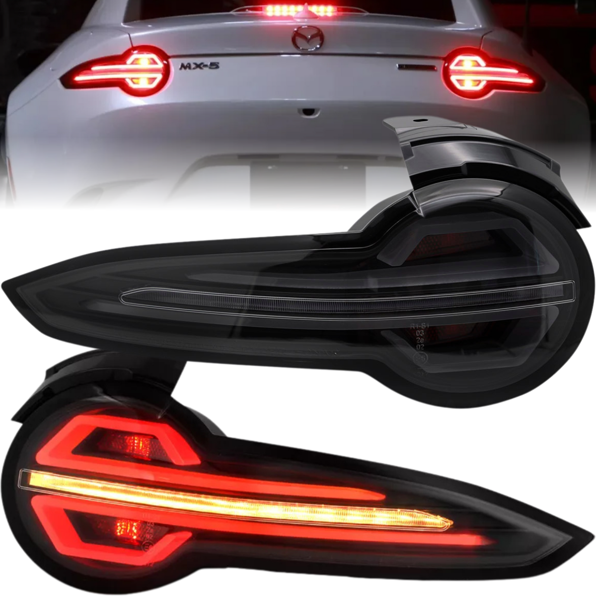 Voll LED Rückleuchten Set Schwarz-Smoke für Mazda MX5 ND 2015-2023 Dynamischer Blinker