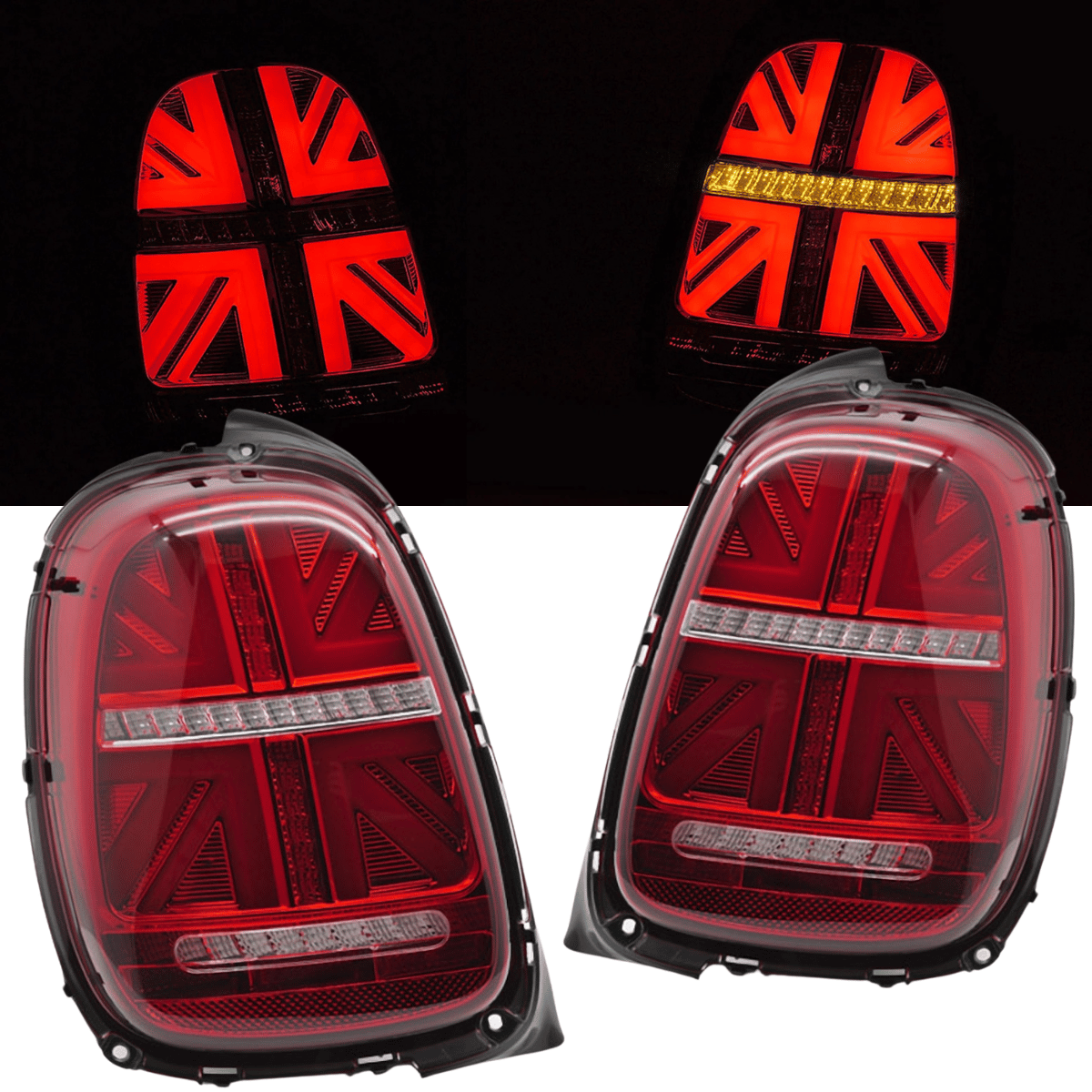 Voll LED Rückleuchten Set Rot Weiß für MINI Cooper F55 F56 F57 2014-2017 6-Pin Dynamischer Blinker & Lightbar