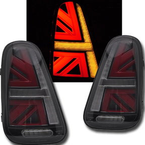LED Rückleuchten für MINI Cooper R50 R52 R53 2001-2008 smoke Set im Union Jack Design