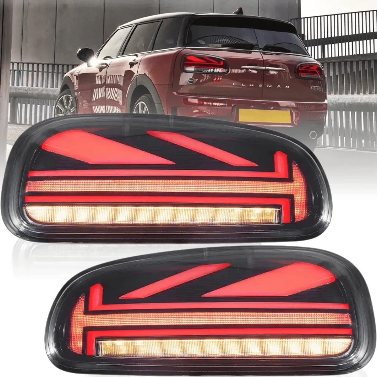 Voll LED Rückleuchten Set in Smoke für MINI Cooper F54 2015-2019 mit Dynamischer Blinker & Lightbar