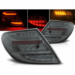 LED Lightbar Rückleuchten smoke Mercedes C-Klasse W204 Limo 2007-2010 mit roten und gelben Leuchtelementen