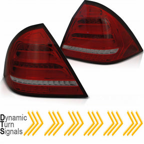 Dynamische rote LED Rückleuchten für Mercedes W203 C-Klasse 2004-2007 rot smoke