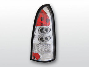 LED Rückleuchten chrom Opel Astra G Kombi, rote und klare Elemente, Tuning Zubehör