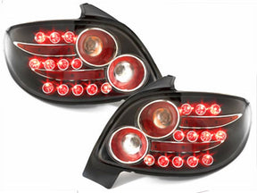 Schwarze LED Rückleuchten für Peugeot 206 1998-2002, Tuning Rücklichter