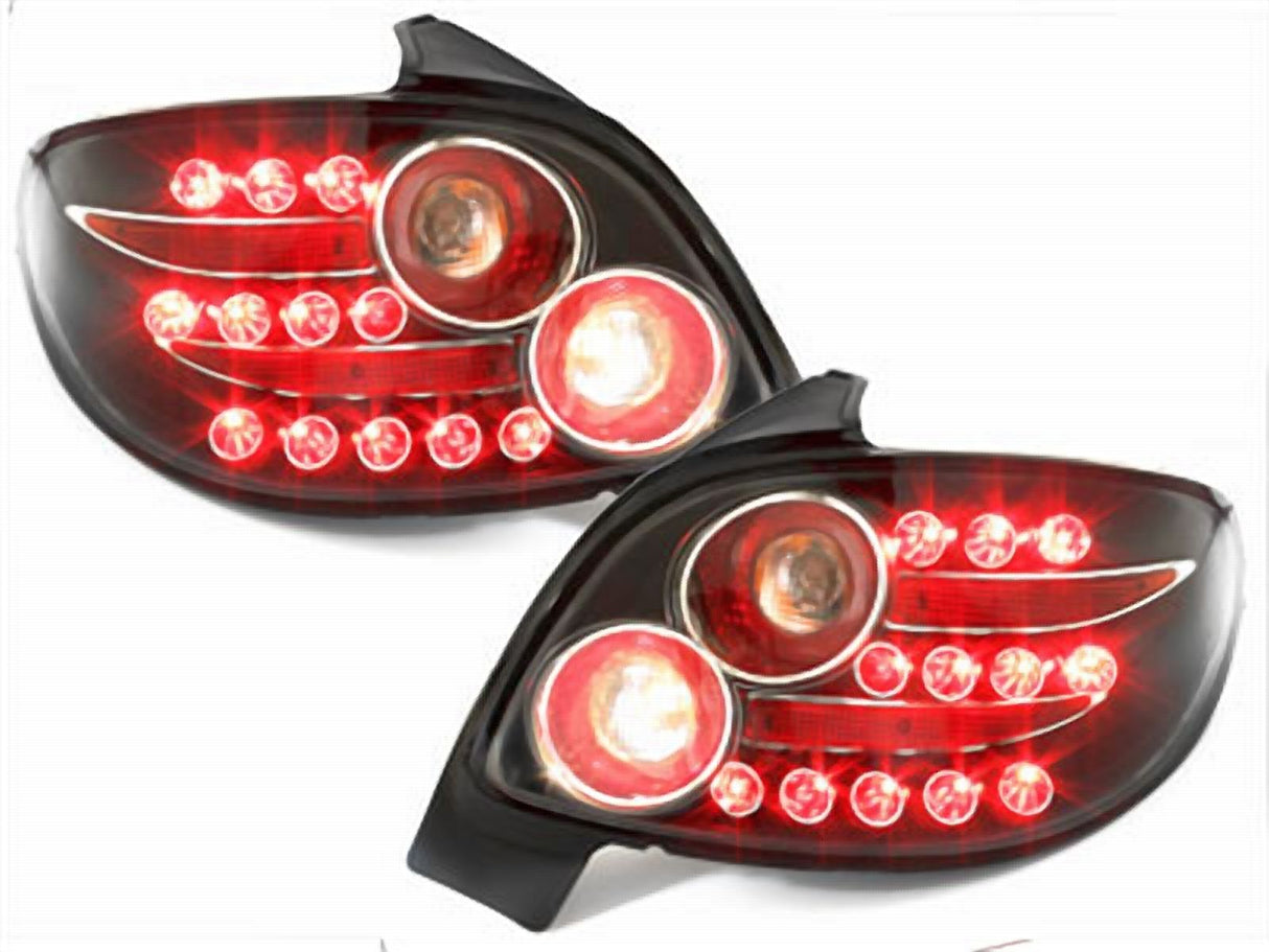 Für Peugeot 206 10.1998-2002 LED Rückleuchten in schwarz