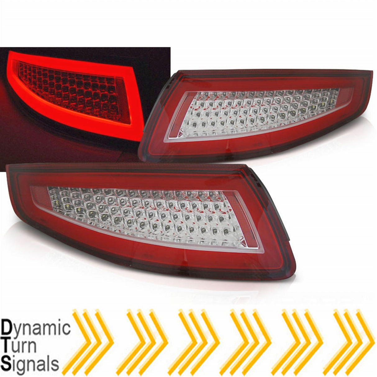 LED Lightbar Rückleuchten Set für Porsche 911 997 Coupe Cabrio Voll LAUFLICHT rot 2004-2009