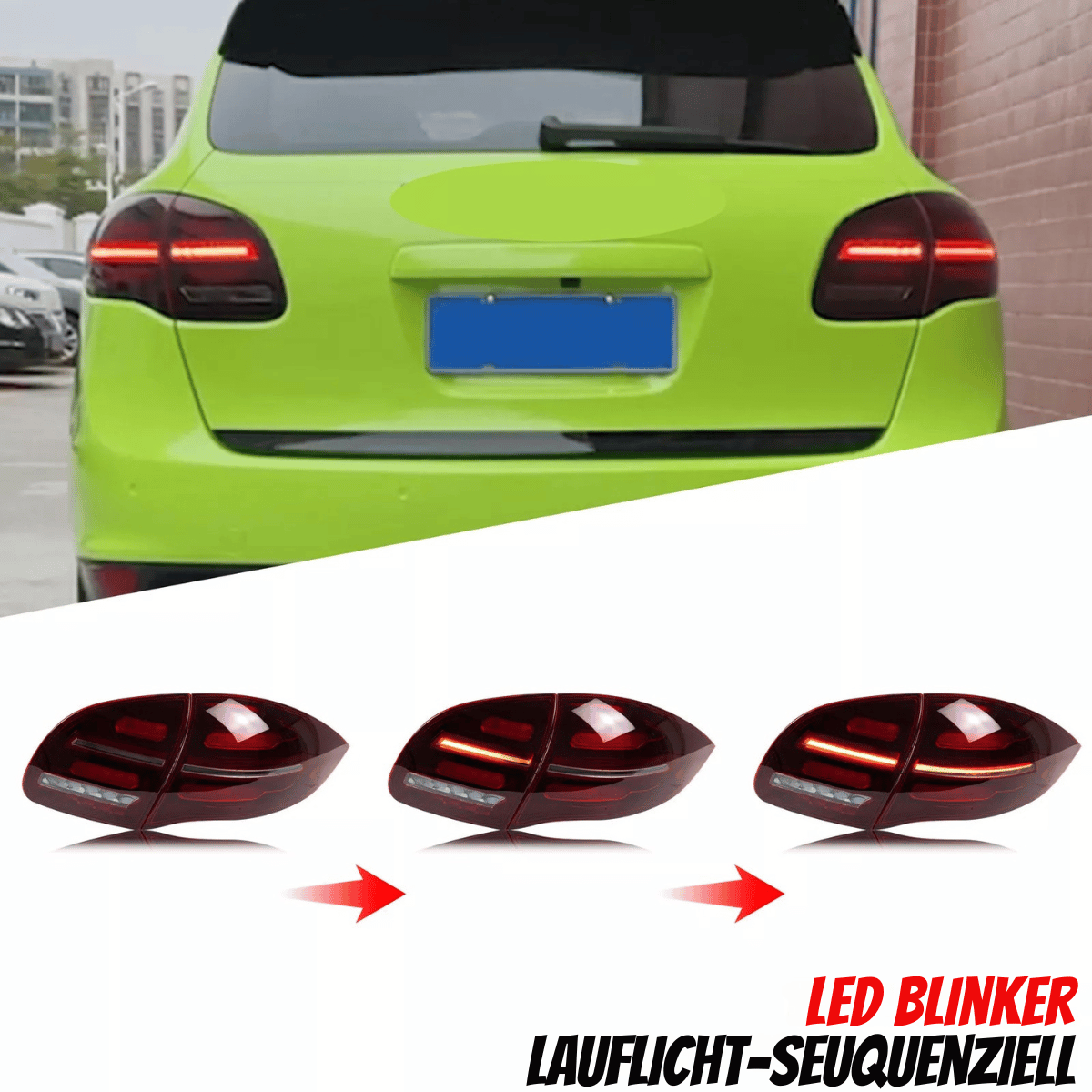 Voll LED dynamische Rückleuchten Set für Porsche Cayenne 92A Klarglas schwarz 2010-2015