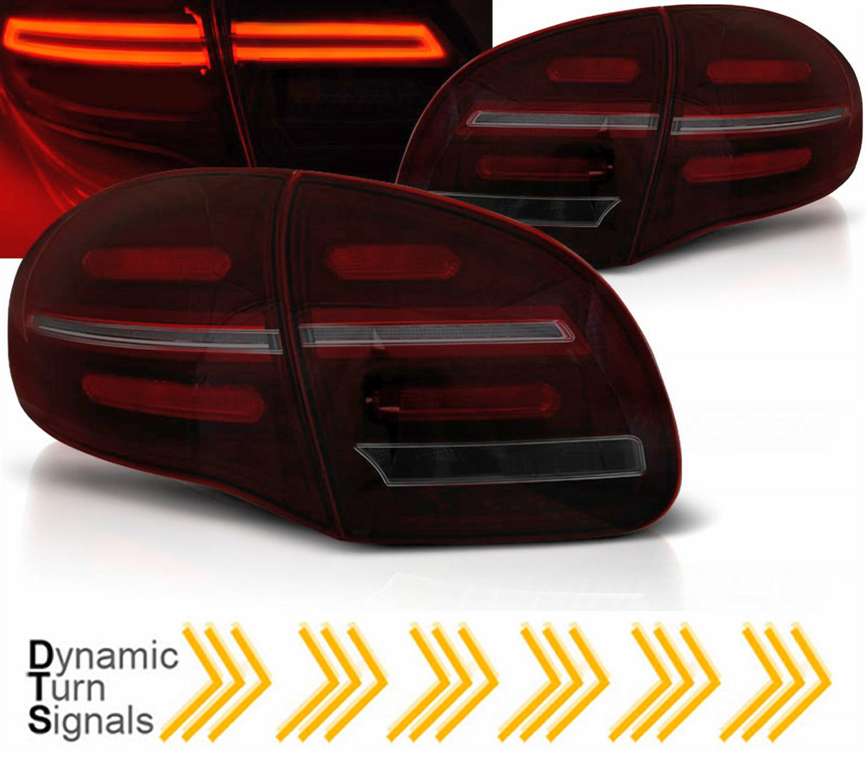 Voll LED dynamische Blinker Rückleuchten Set für Porsche Cayenne 92A rot schwarz 2010-2015