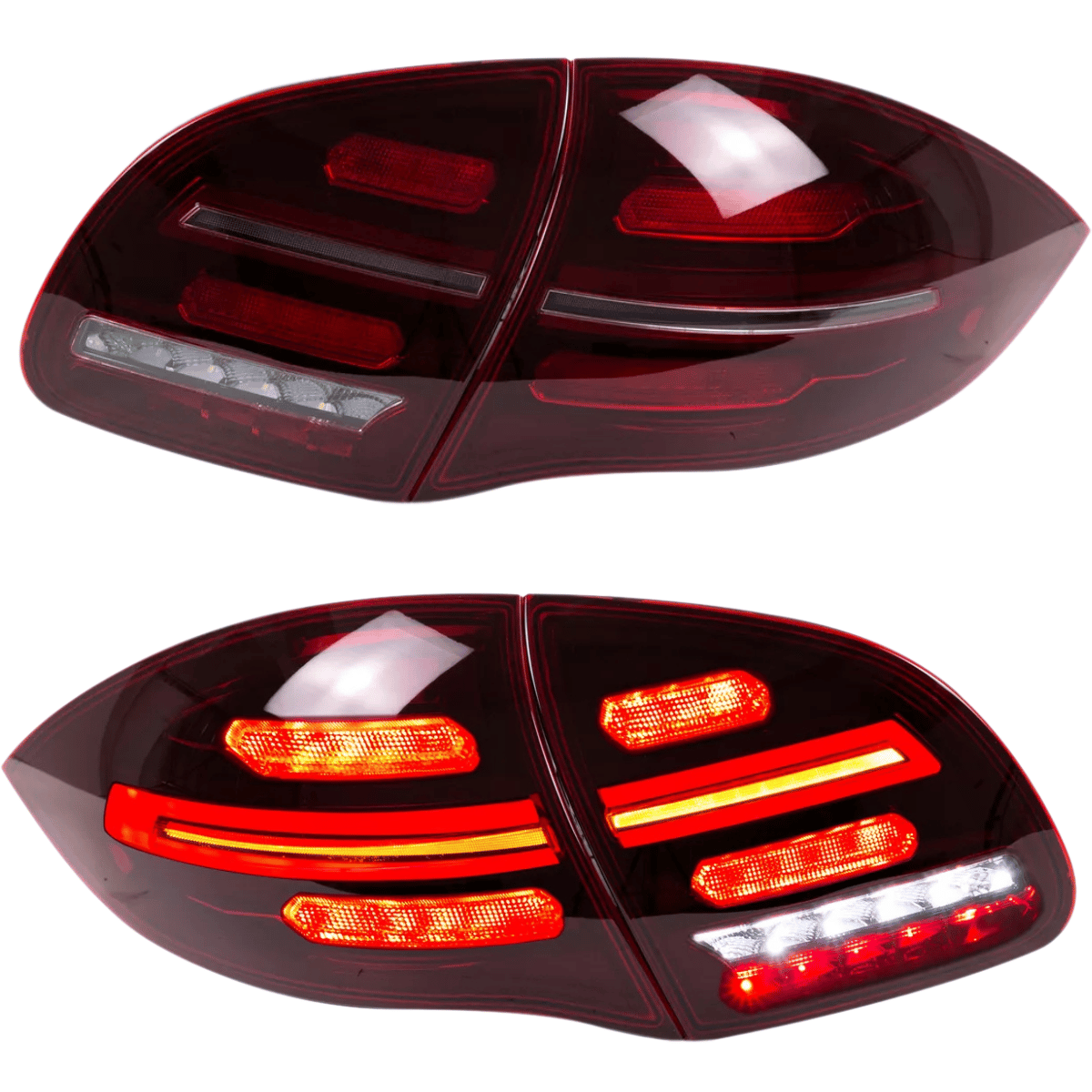 Voll LED dynamische Blinker Rückleuchten Set für Porsche Cayenne 92A  2010-2015 rot smoke