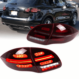 Voll LED dynamische Blinker Rückleuchten Set für Porsche Cayenne 92A  2010-2015 rot smoke