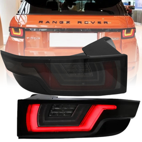 Voll LED Rückleuchten für Range Rover Evoque 2011-2018 Schwarz-Smoke mit Lightbar und dynamischem Blinker