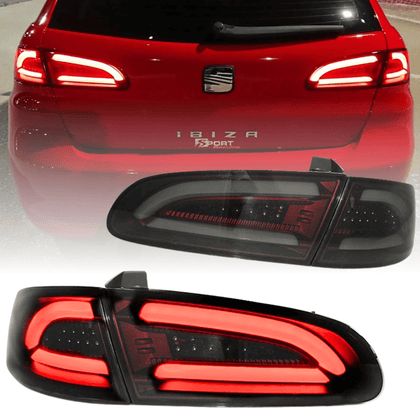 Led LightBar Rückleuchten in rot smoke für Seat Ibiza 6L 2002-2008- E-Zeichen red smoke