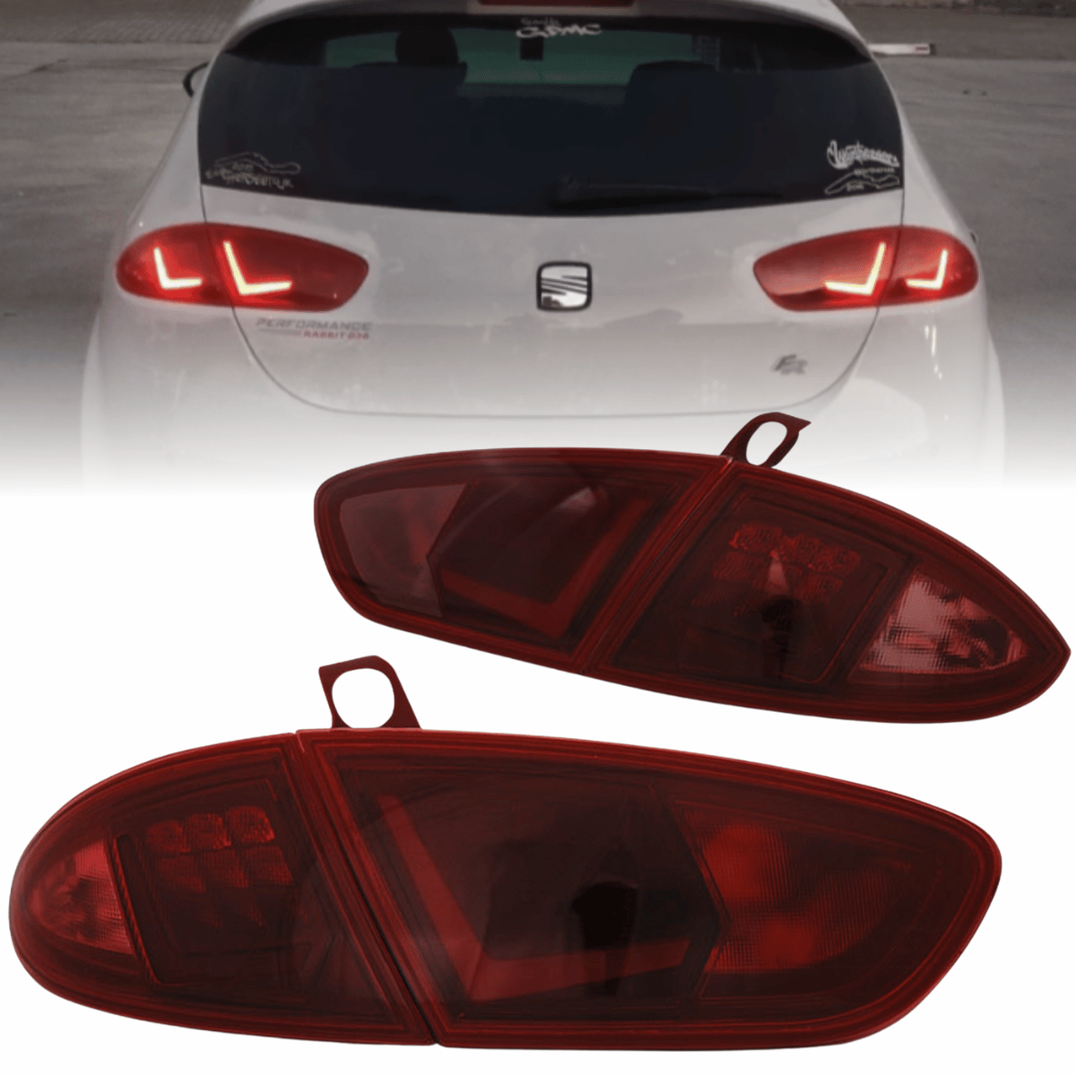 LED Rückleuchten Set in Rot-Smoke für Seat Leon 1P 03.2009-2012 mit LightBar