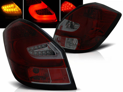 LED Lightbar Rückleuchten in rot smoke für Skoda Fabia 2 II 2007- 06.2014 Limo Kombi