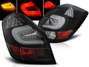 Schwarze LED LightBar Rückleuchten Skoda Fabia 2 Limo Kombi 2007-2014 mit LightBar Design