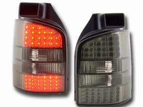 LED Rückleuchten VW T5 03-09 rauch getönt mit roten LEDs und dunklen LEDs