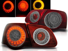 LED Rückleuchten rot für VW Passat B6 3C, mit Ring-Design und roten Leuchtelementen