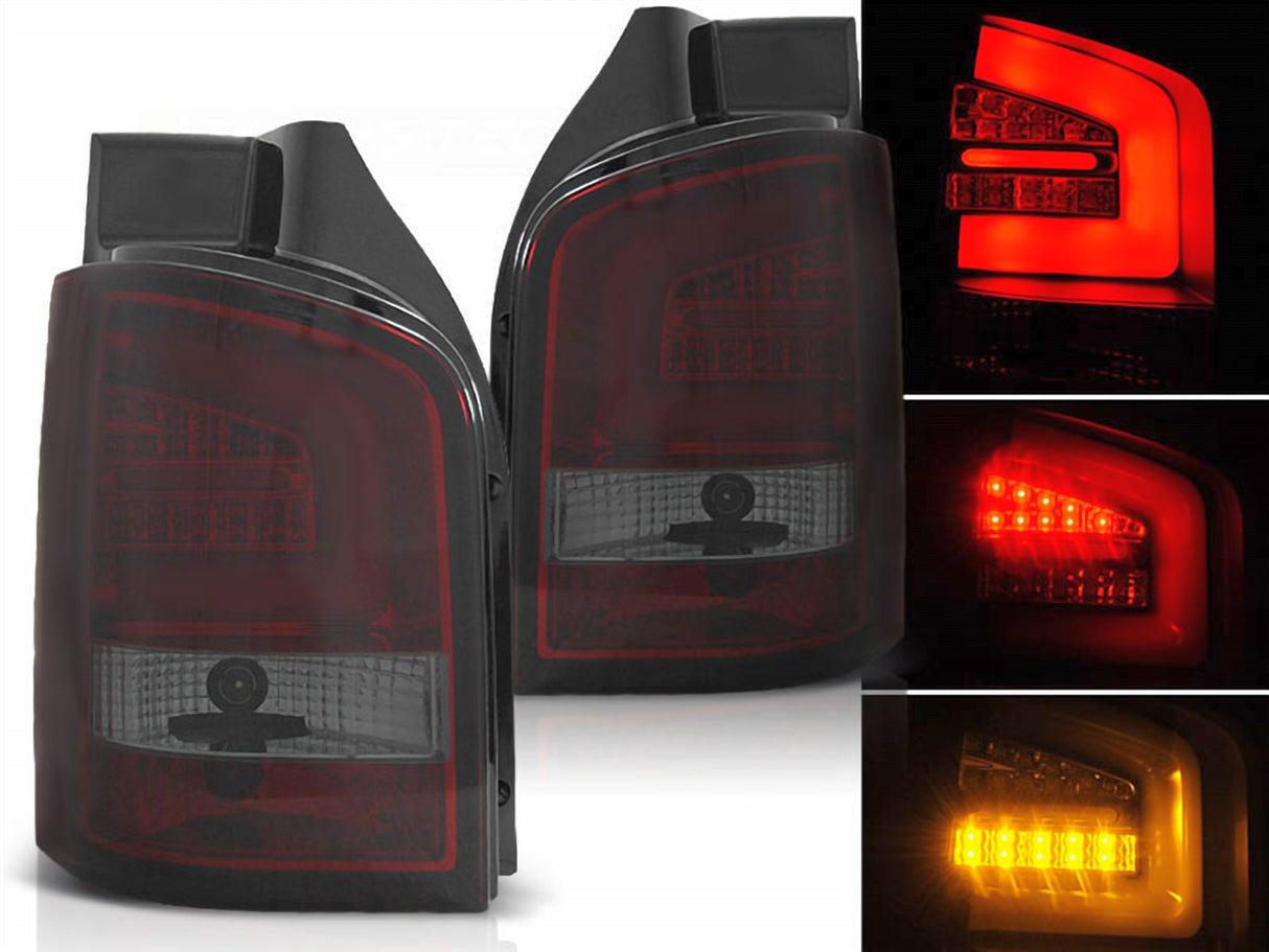 Led Rückleuchten Set für VW T5 2003 - 2009 rot smoke Heckklappe