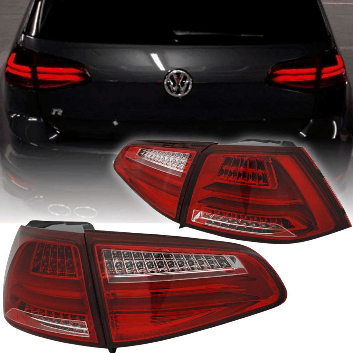 Voll LED Lightbar Rückleuchten Set Rot für VW Golf 7 Schrägheck 2013–2017