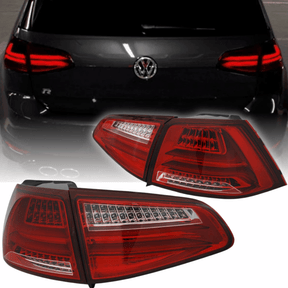 Voll LED Lightbar Rückleuchten Rot für VW Golf 7 Schrägheck 2013-2017, Tuning Rücklichter