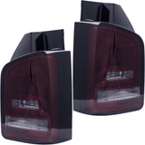 LED Rückleuchten Set Rot-Smoke mit Lightbar & dynamischem Blinker für VW T6 Transporter 2015-2019 Flügeltüren