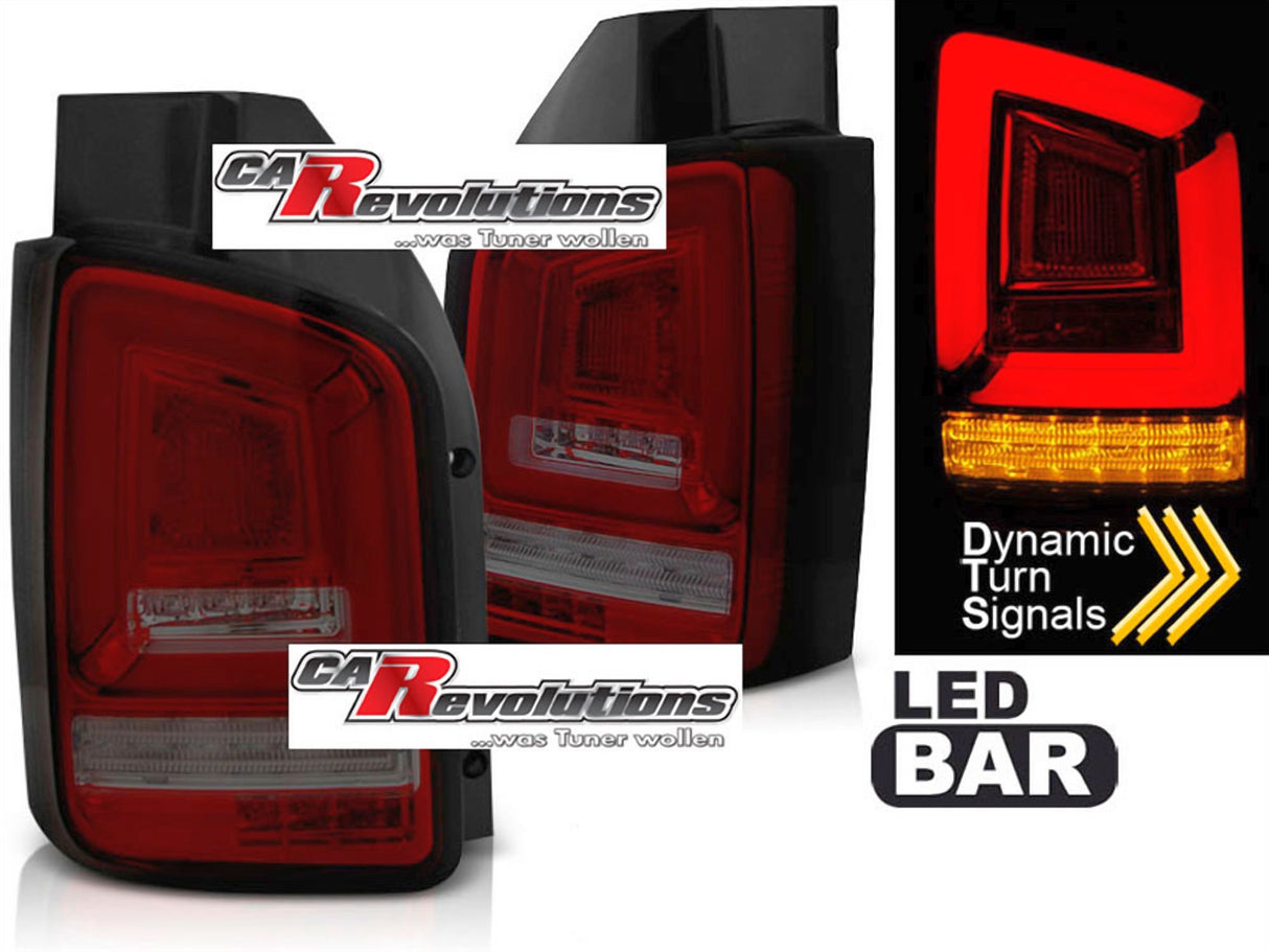 Led dynamische Blinker LightBar Rückleuchten in rot matt für VW T5 04.2003-2009
