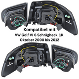 LED Lightbar Rückleuchten Rot-Smoke Set für VW Golf 6 VI (10.2008–2012)