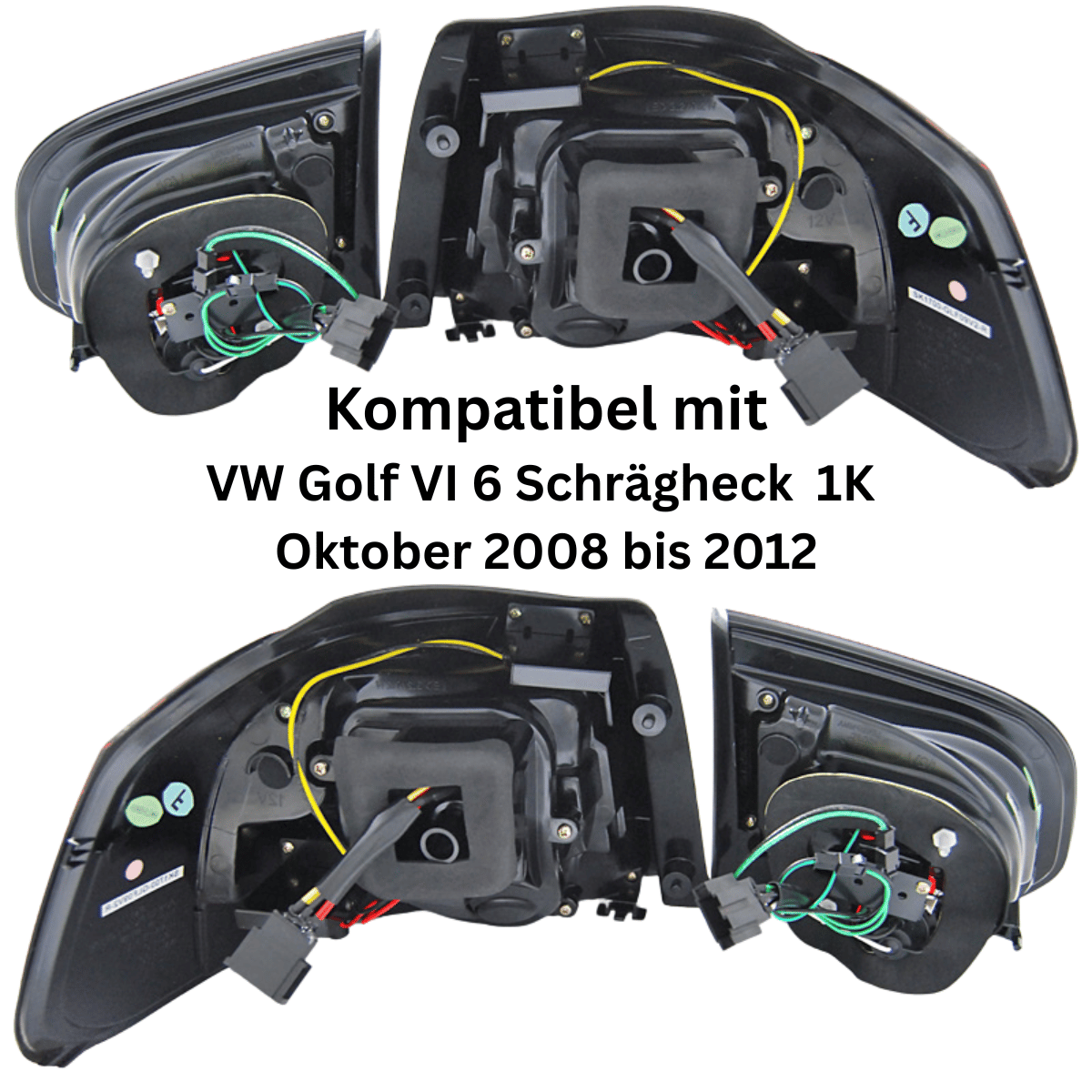 LED Lightbar Rückleuchten Schwarz Set für VW Golf 6 VI (10.2008–2012)