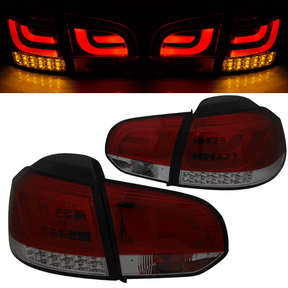 LED Lightbar Rückleuchten Rot-Smoke für VW Golf 6 VI, dynamische Blinker, Rücklicht Set