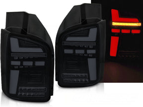 Voll LED Rückleuchten Set für T6 Transporter 2015–2019 Flügeltür Schwarz-Smoke Lightbar mit dynamischem Blinker - CR Tuning