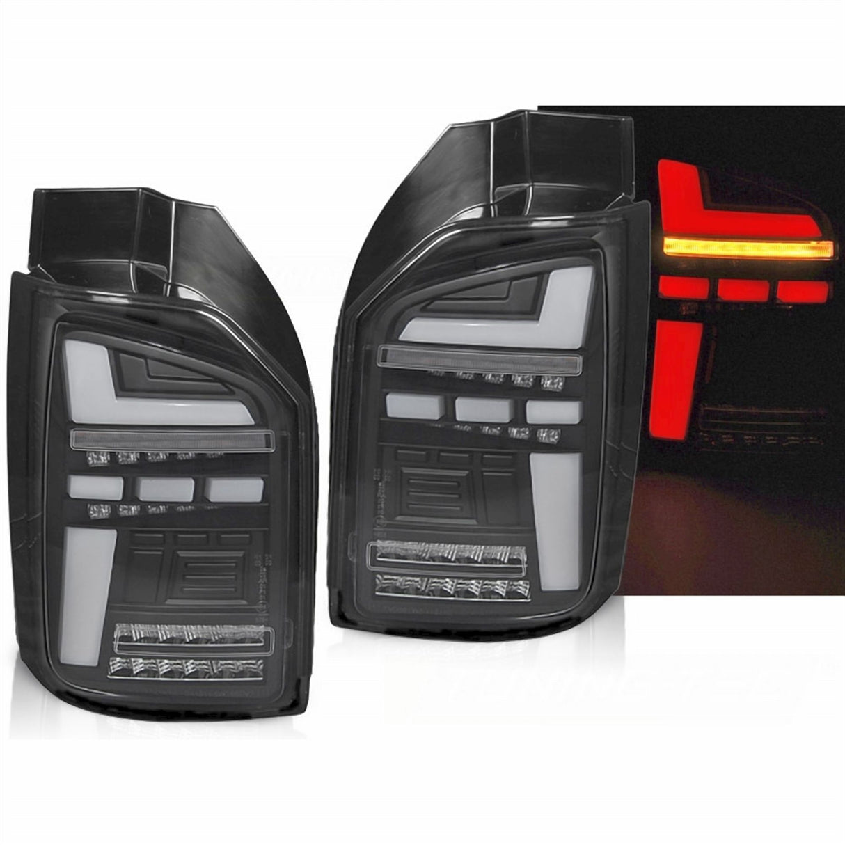 LED LightBar Rückleuchten schwarz klar für VW T6 2015-2021 mit dynamischem Blinker
