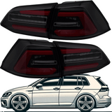 Voll LED Rückleuchten Set für VW Golf 7 Variant 2017–2019 in Schwarz-Smoke mit dynamischem Blinker / LightBar