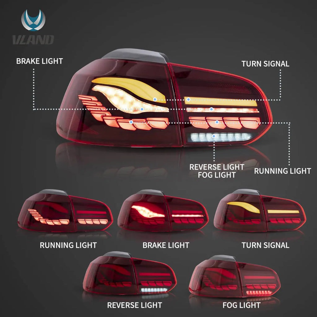 LED Rückleuchten Set rot für VW Golf 6 VI 10/2008-2012 dynamische Blinker