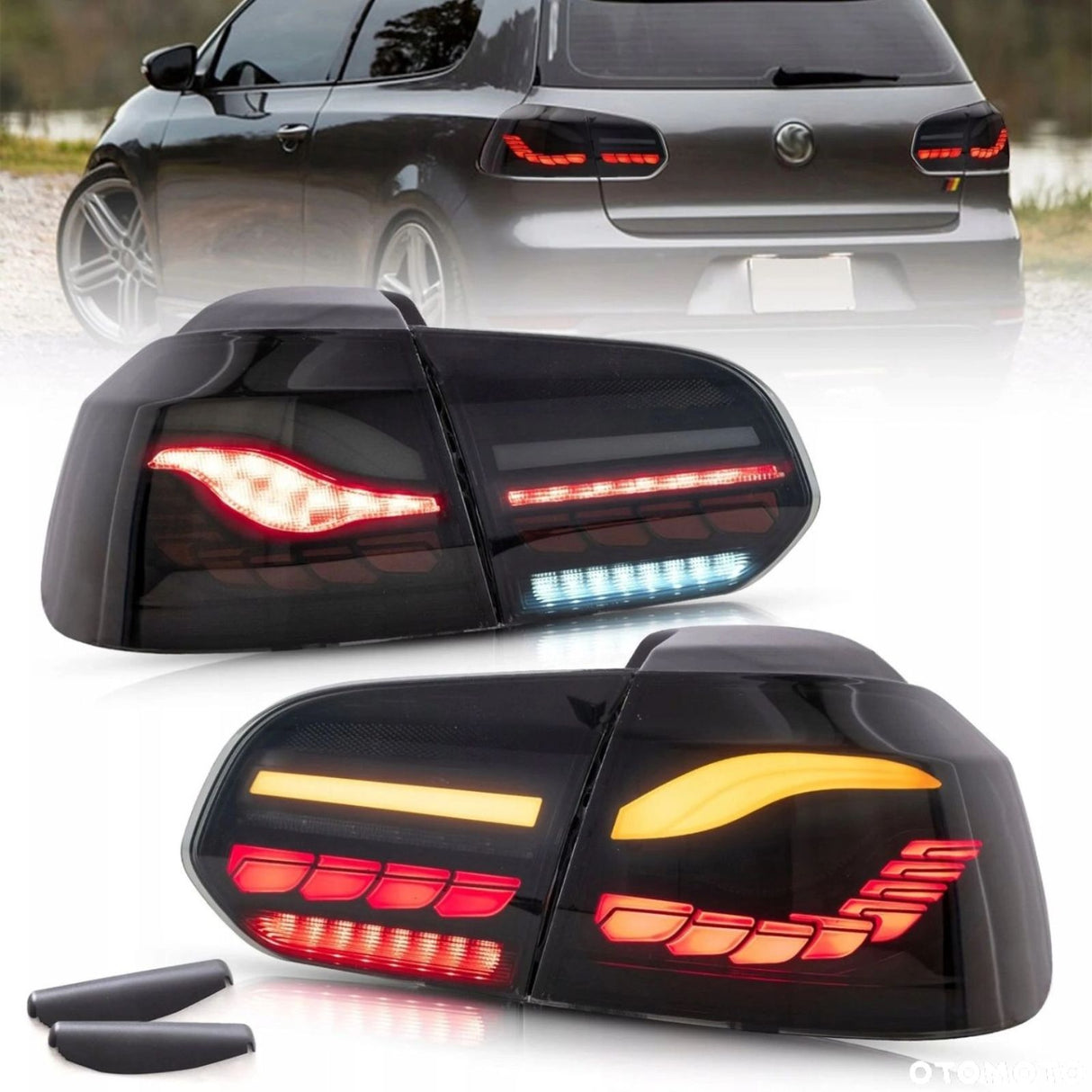 OLED Rückleuchtenset in smoke für VW Golf 6 2008–2013 mit dynamischem LED-Blinker E9 Zulassung