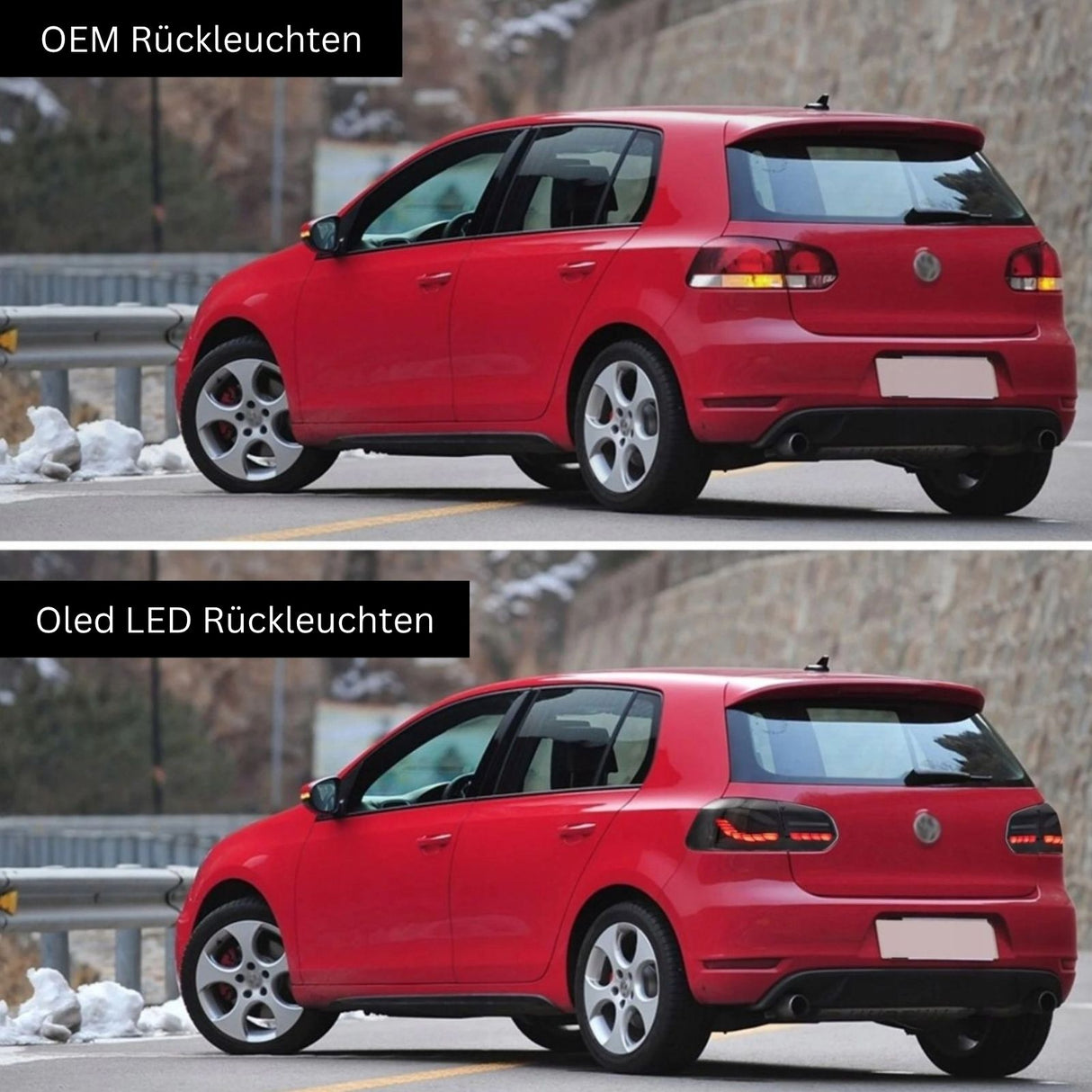OLED Rückleuchtenset in smoke für VW Golf 6 2008–2013 mit dynamischem LED-Blinker E9 Zulassung