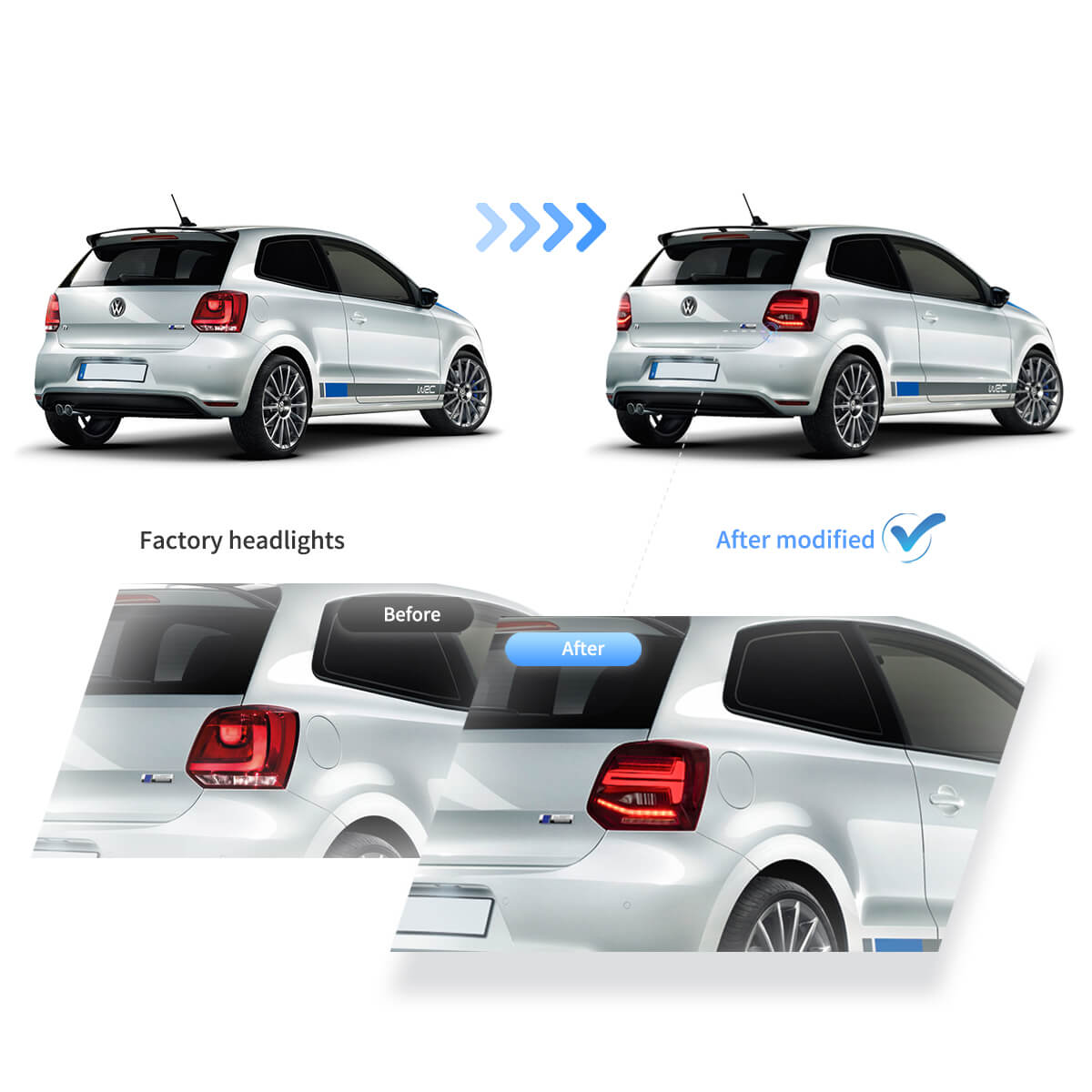 LED Light Bar Rückleuchten Set smoke für VW Polo 2009-2017 dynamische Blinker