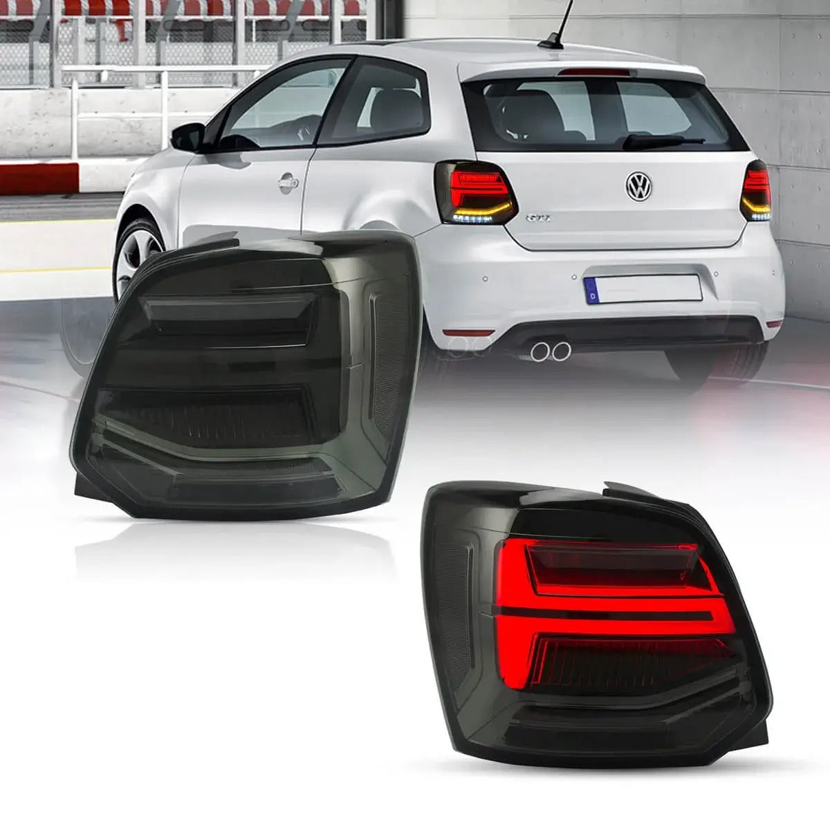 LED Light Bar Rückleuchten Set smoke für VW Polo 2009-2017 dynamische Blinker
