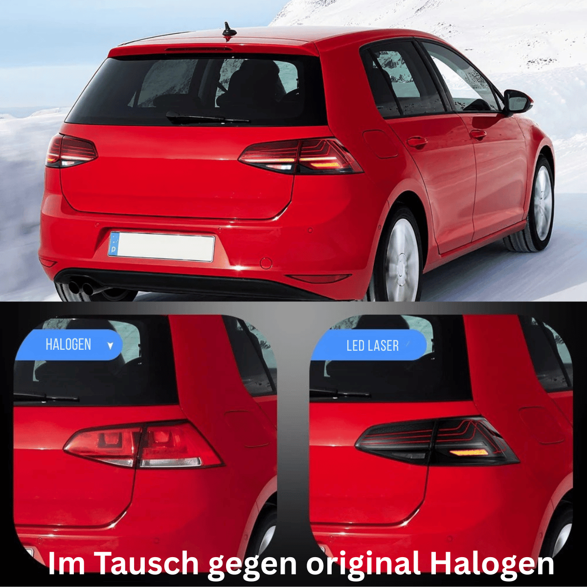 Voll LED dynamische Rückleuchten Set Laser Design Rot für VW Golf 7 VII 2013–2019