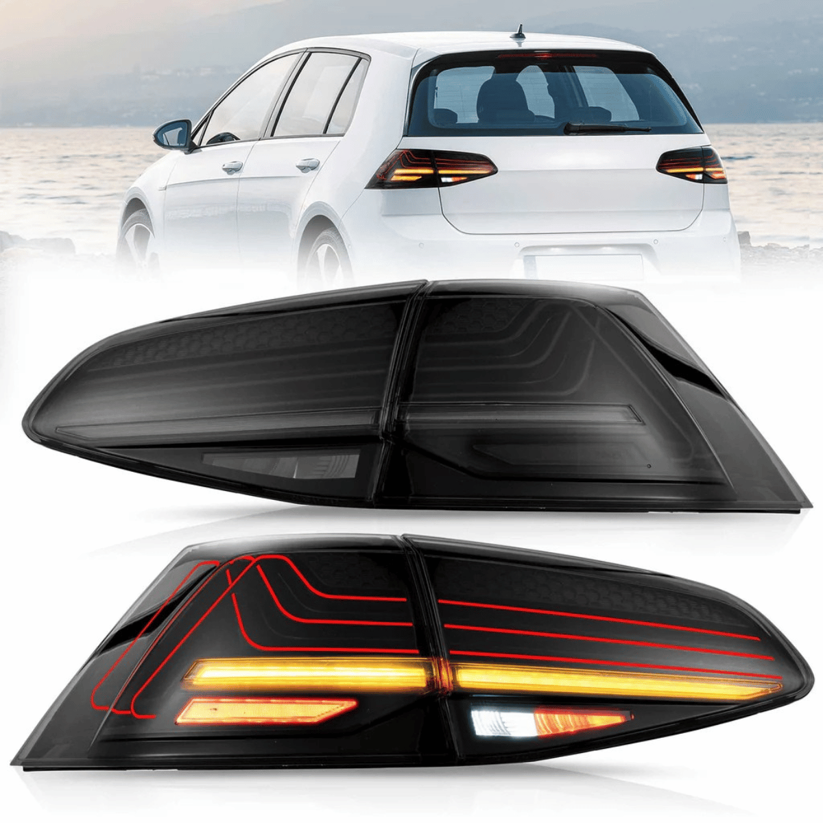 Voll LED Rückleuchten Set Laser Design Smoke für VW Golf 7 VII Schrägheck 2013–2019