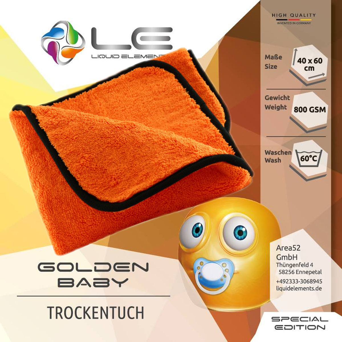 Liquid Elements Orange Baby Trockentuch 60x40 cm
