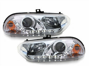 Chrom LED Scheinwerfer Set für Alfa Romeo 156 1997-2003, mit Blinker und Positionslicht