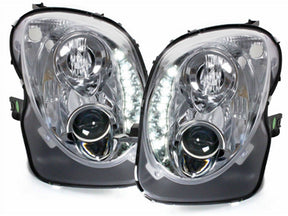Chrom LED Scheinwerfer Set für Alfa Romeo Mito 2008-2019, Paar Scheinwerfer mit LED-Streifen