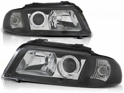 Klarglas Scheinwerfer Set für Audi A4 B5 FL 01.1999-11.2000 schwarz