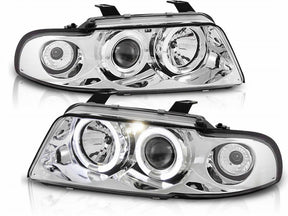 Chrom Angel Eyes Scheinwerfer Set für Audi A4 B5 1995-1998, LED Tagfahrlicht Optik