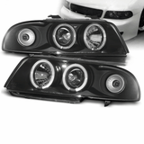 Angel Eyes Scheinwerfer schwarz Audi A4 B5 95-98 mit Ringen und Reflektoren