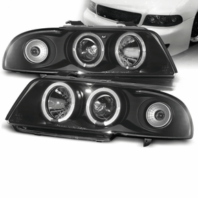 Angel Eyes Scheinwerfer schwarz Audi A4 B5 95-98 mit Ringen und Reflektoren